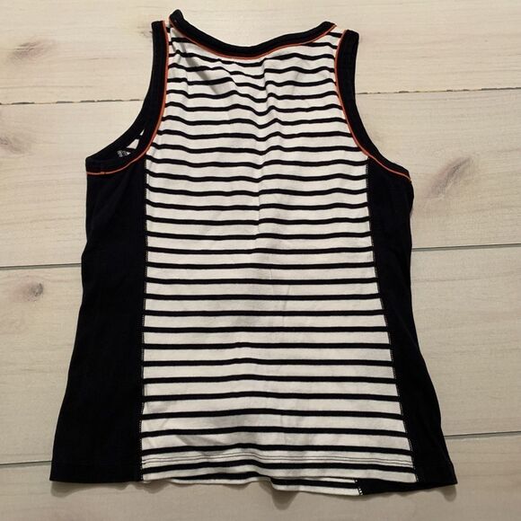 womens S chaps tank top navy‎ white striped orange - Picture 5 of 5